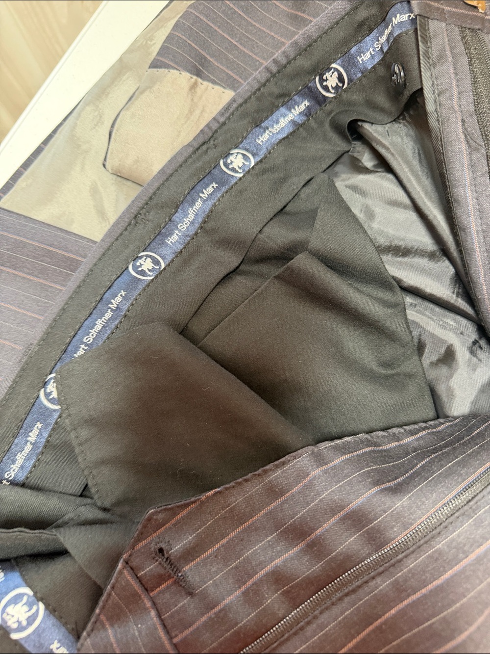 Hart Schaffner Marx Black& stripped Gray/purple suit(size 46x46x37) - Picture 10 of 14